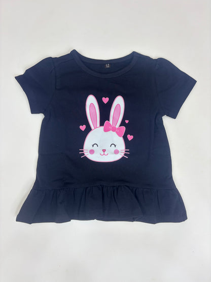 Navy Blue Bunny Frill Girls Top & Jeans