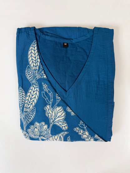 Botanical Blue Cotton Maxi