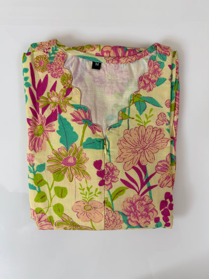 Floral Yellow Cotton Maxi