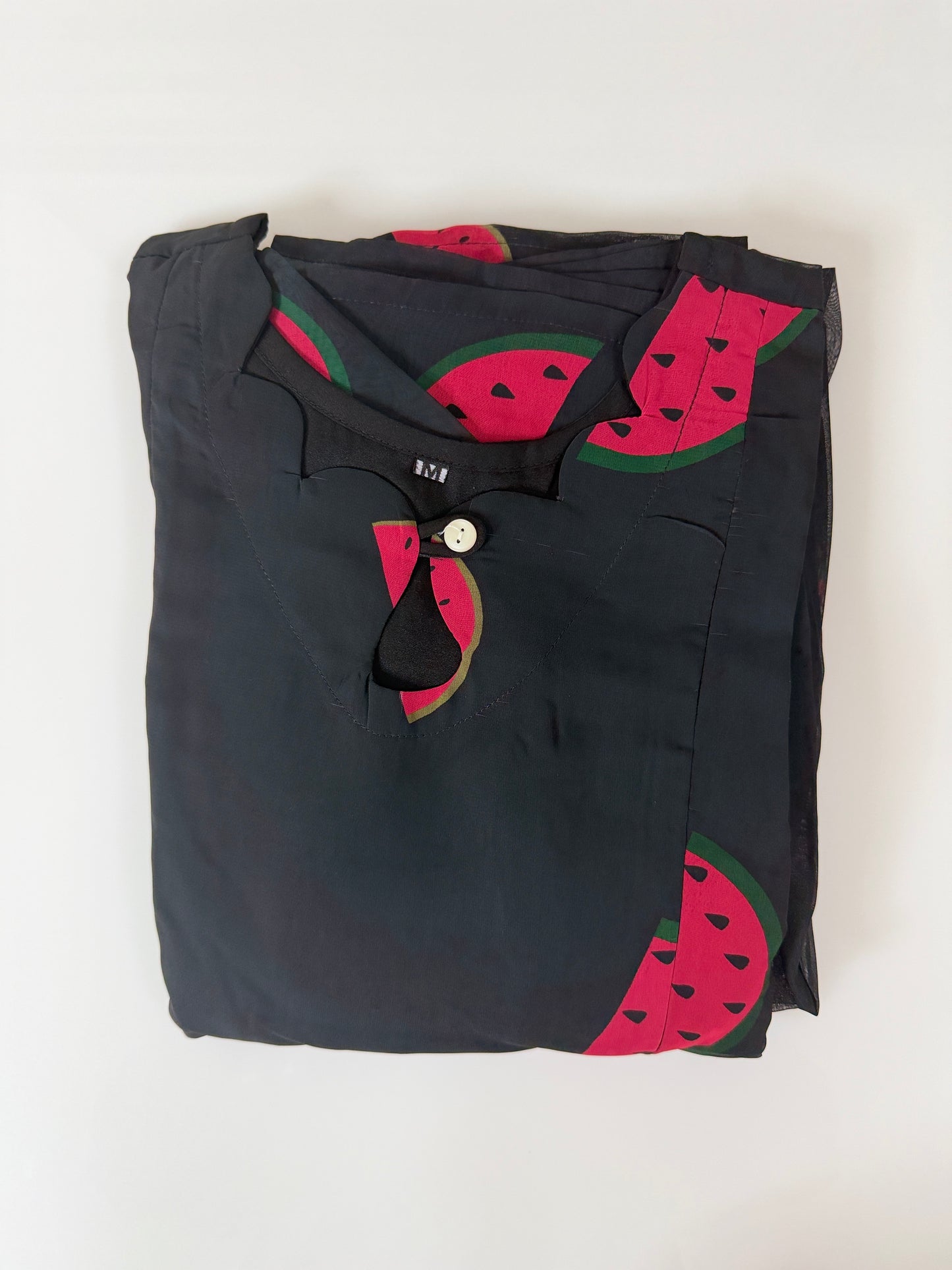 Black Red Watermelon Printed Georgette Feeding Maxi