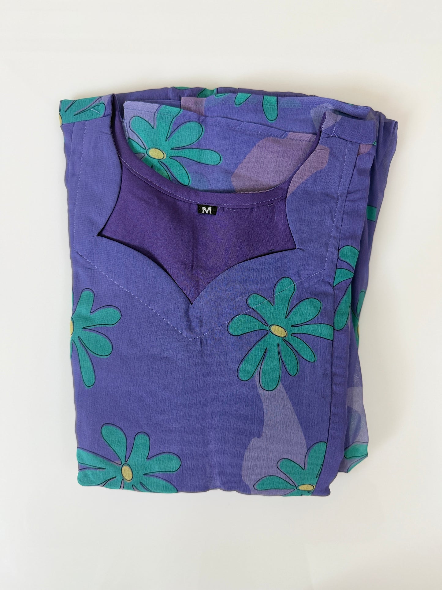 Purple Green Floral Printed Georgette Feeding Maxi