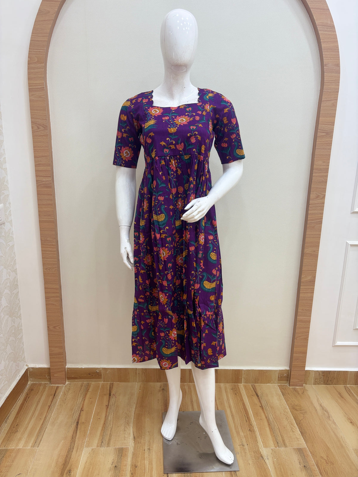Purple Floral Paisley Print Feeding Maxi