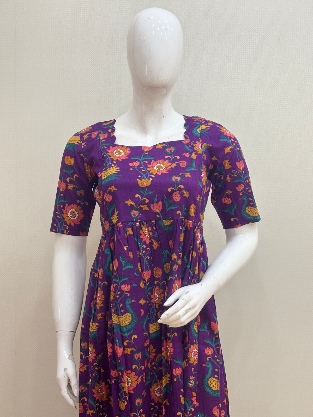 Purple Floral Paisley Print Feeding Maxi