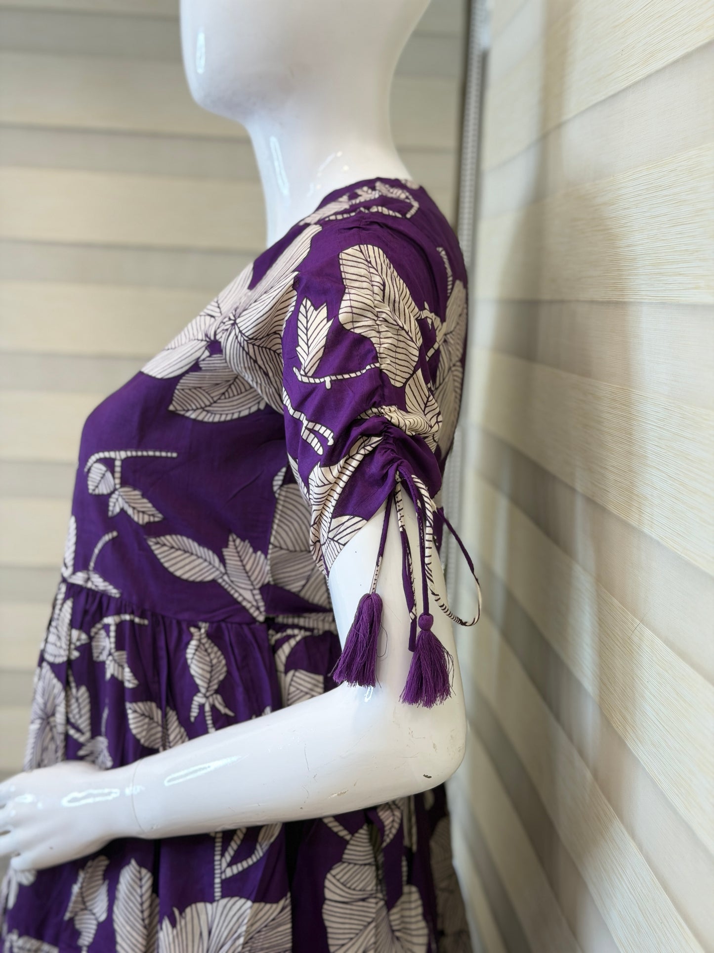 Purple Floral Print Cotton Maxi