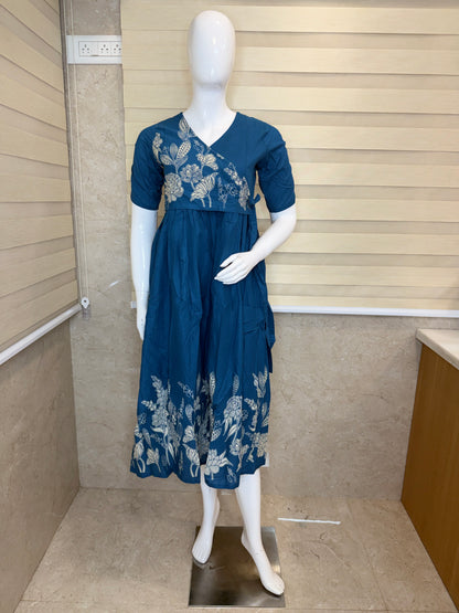 Botanical Blue Cotton Maxi