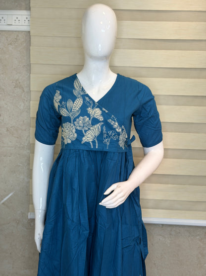 Botanical Blue Cotton Maxi