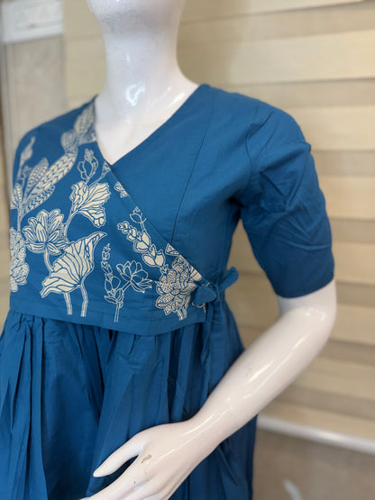 Botanical Blue Cotton Maxi