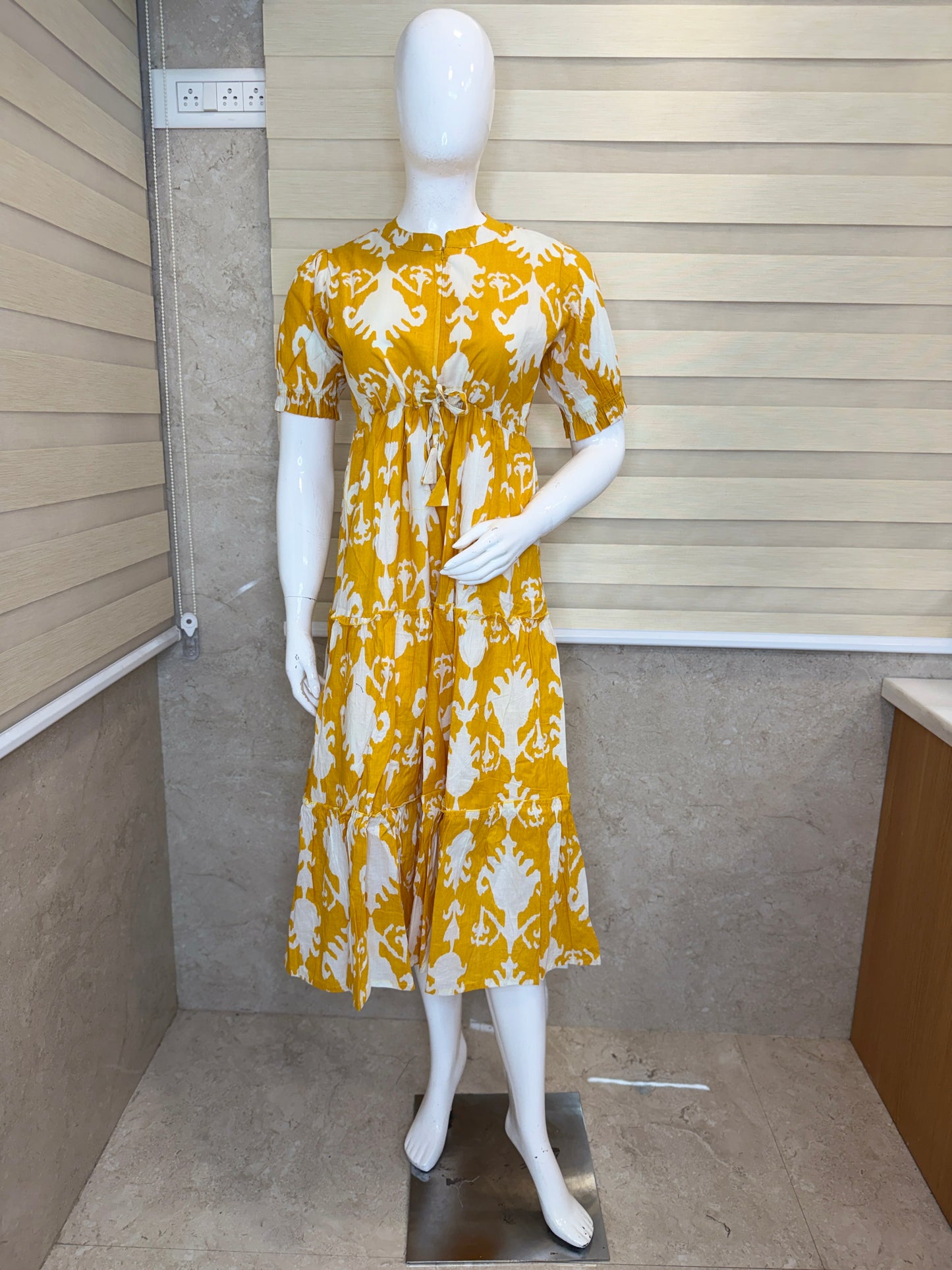 Abstract Yellow Cotton Maxi