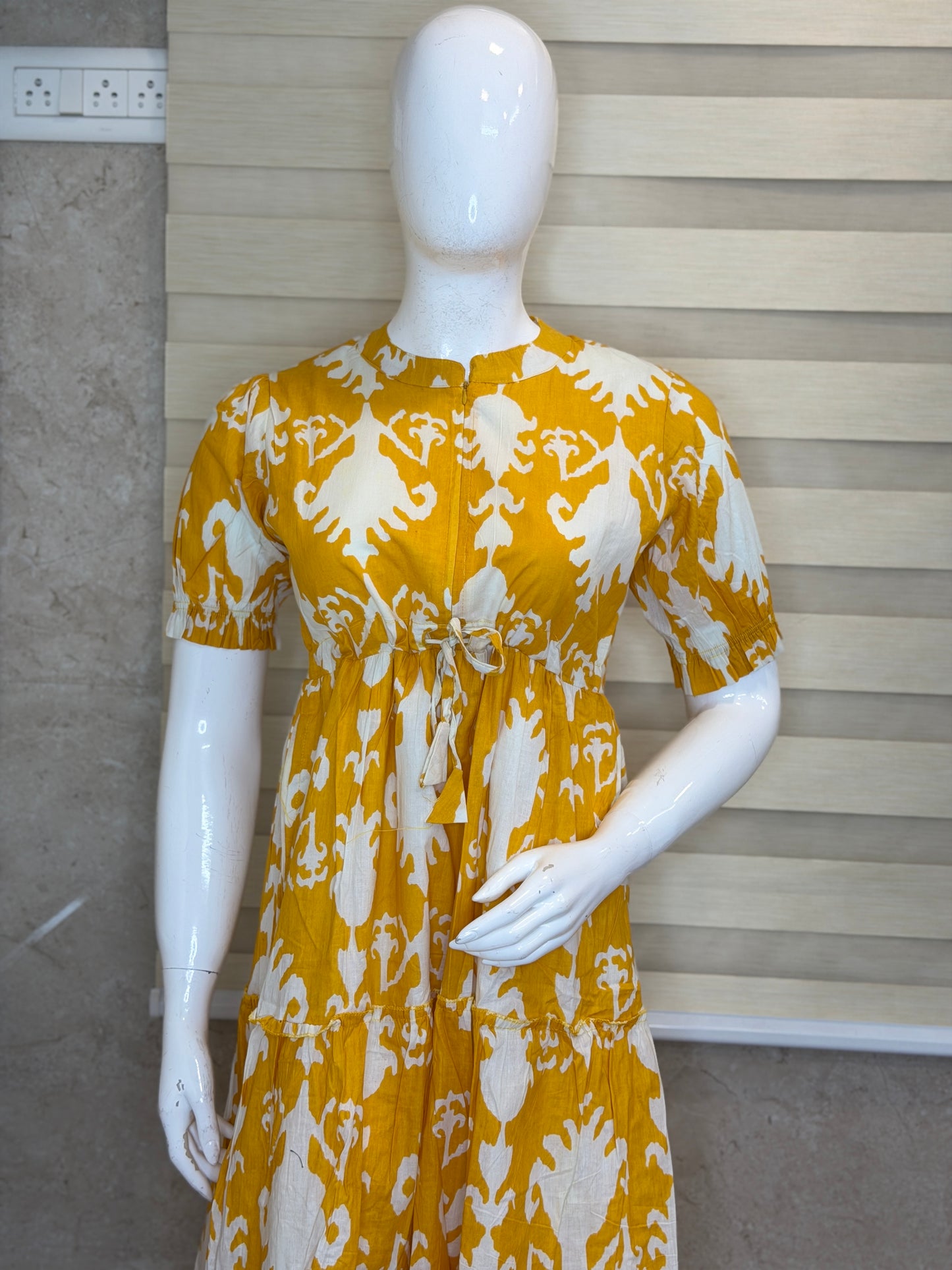 Abstract Yellow Cotton Maxi