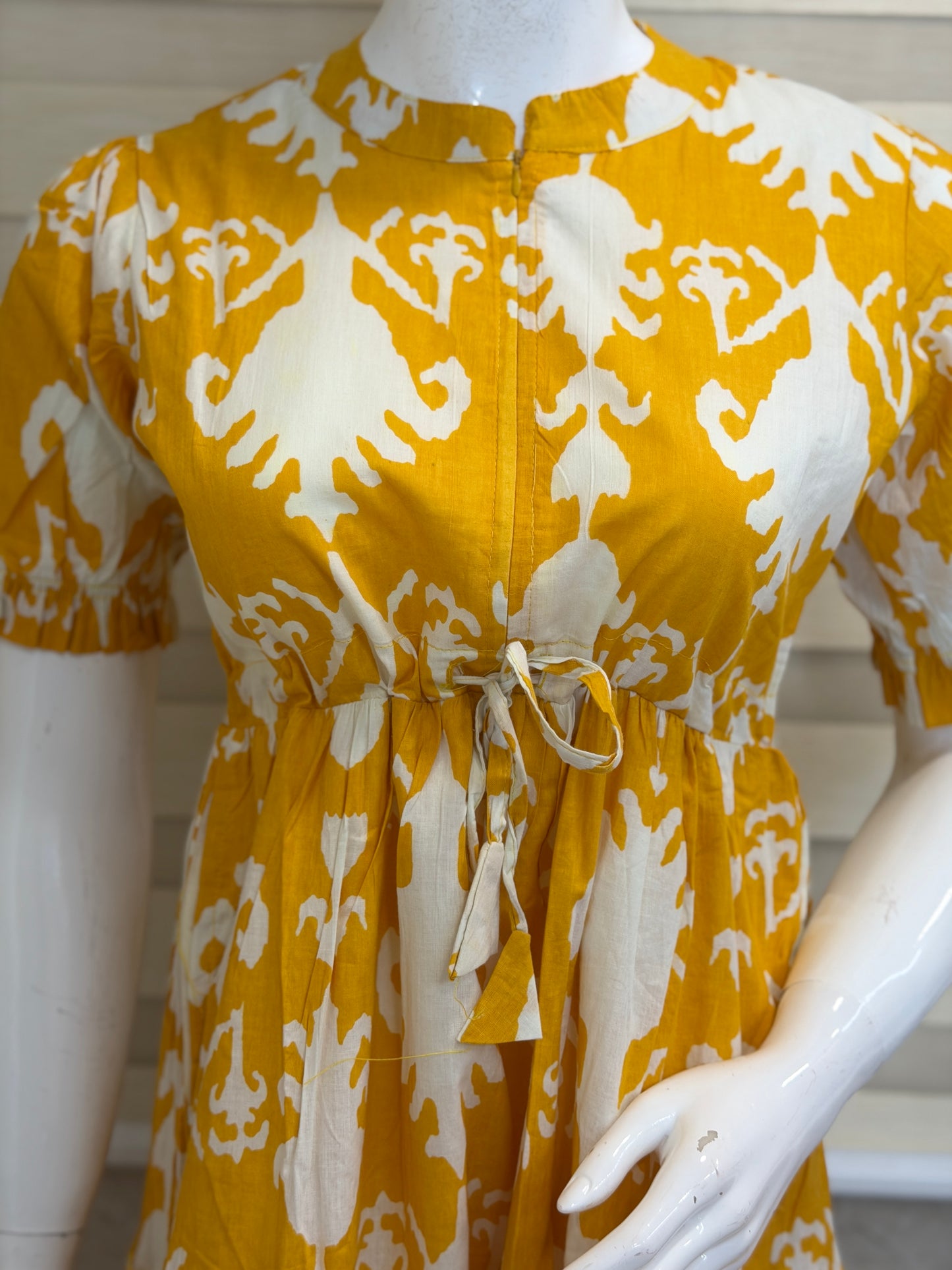 Abstract Yellow Cotton Maxi