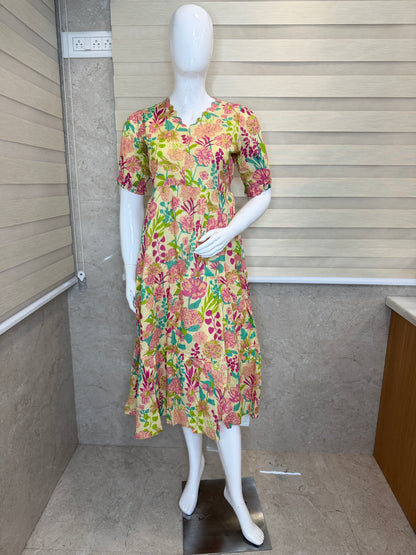 Floral Yellow Cotton Maxi
