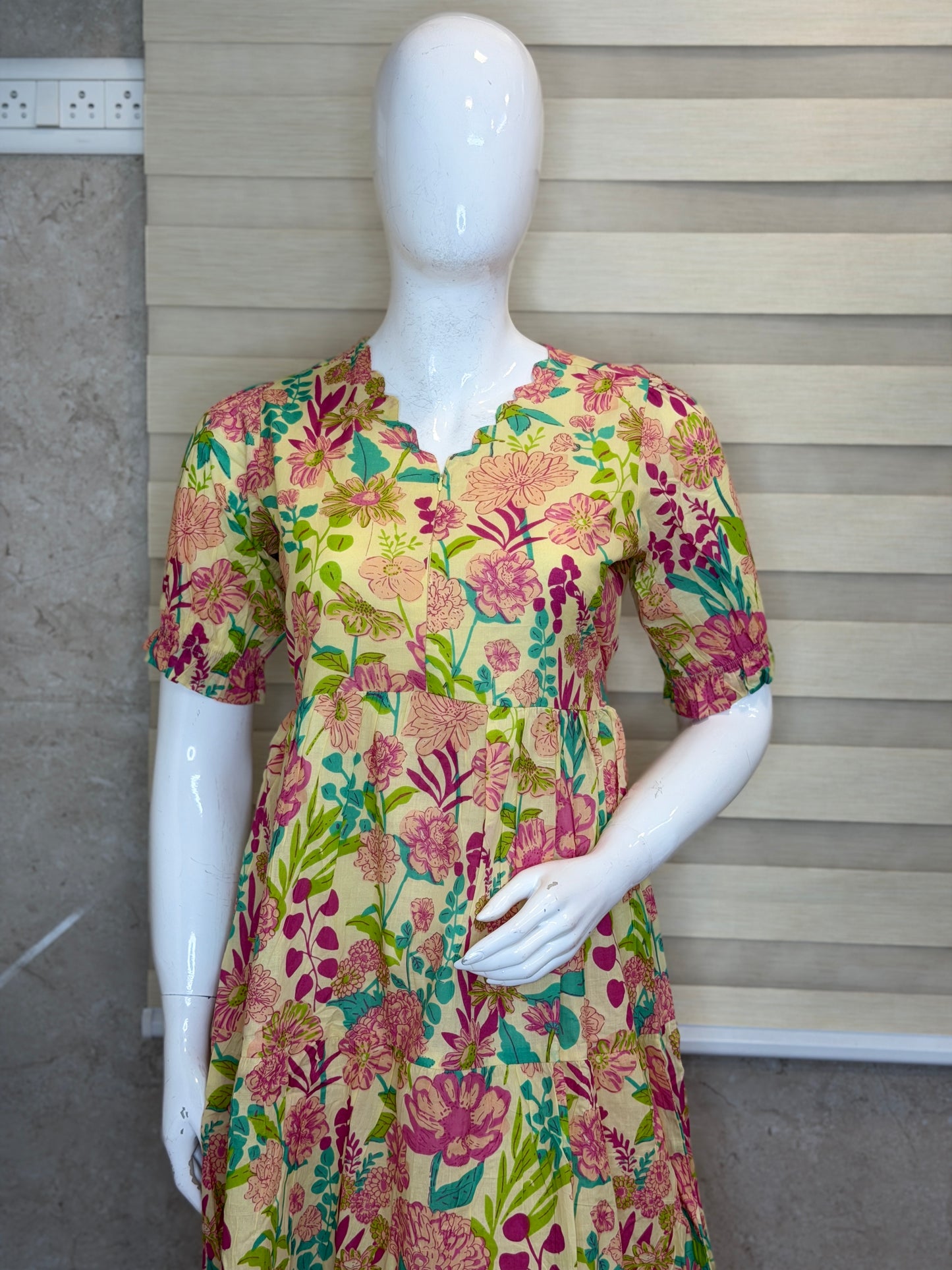 Floral Yellow Cotton Maxi