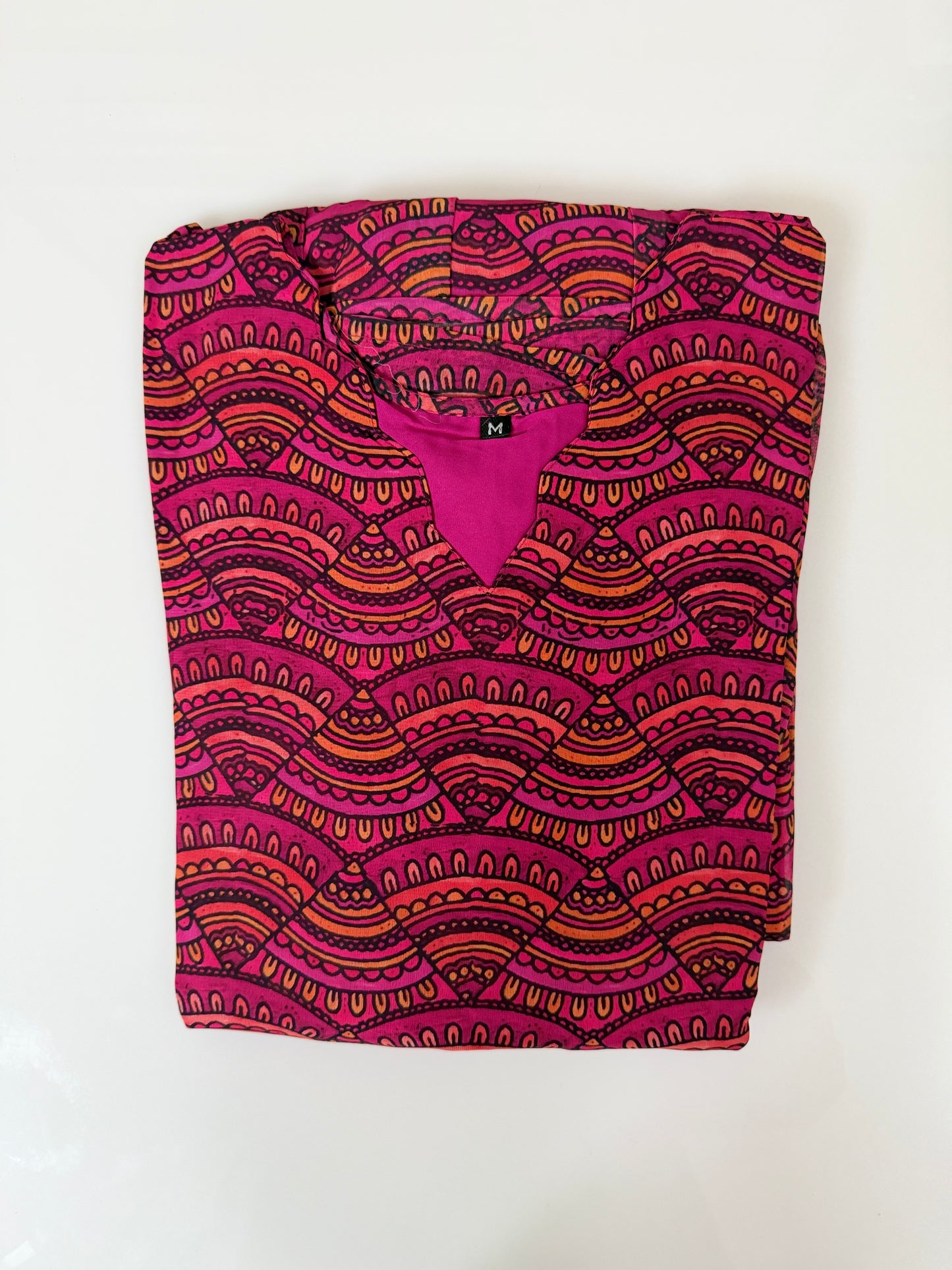 Hot Pink Geometric Printed Georgette Outdoor Non-Feeding Maxi