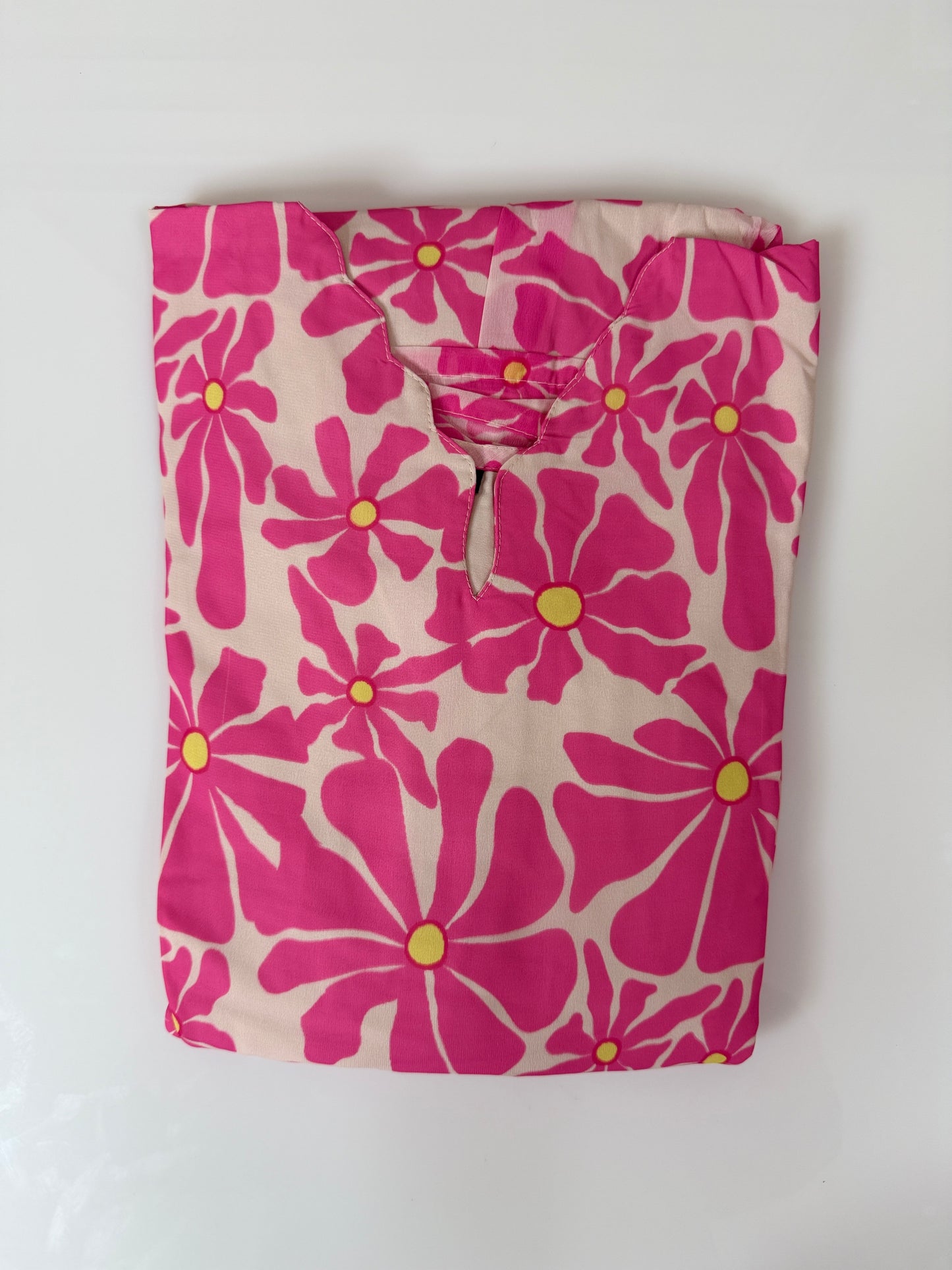 Pink White Floral Printed Georgette Outdoor Non-Feeding Maxi