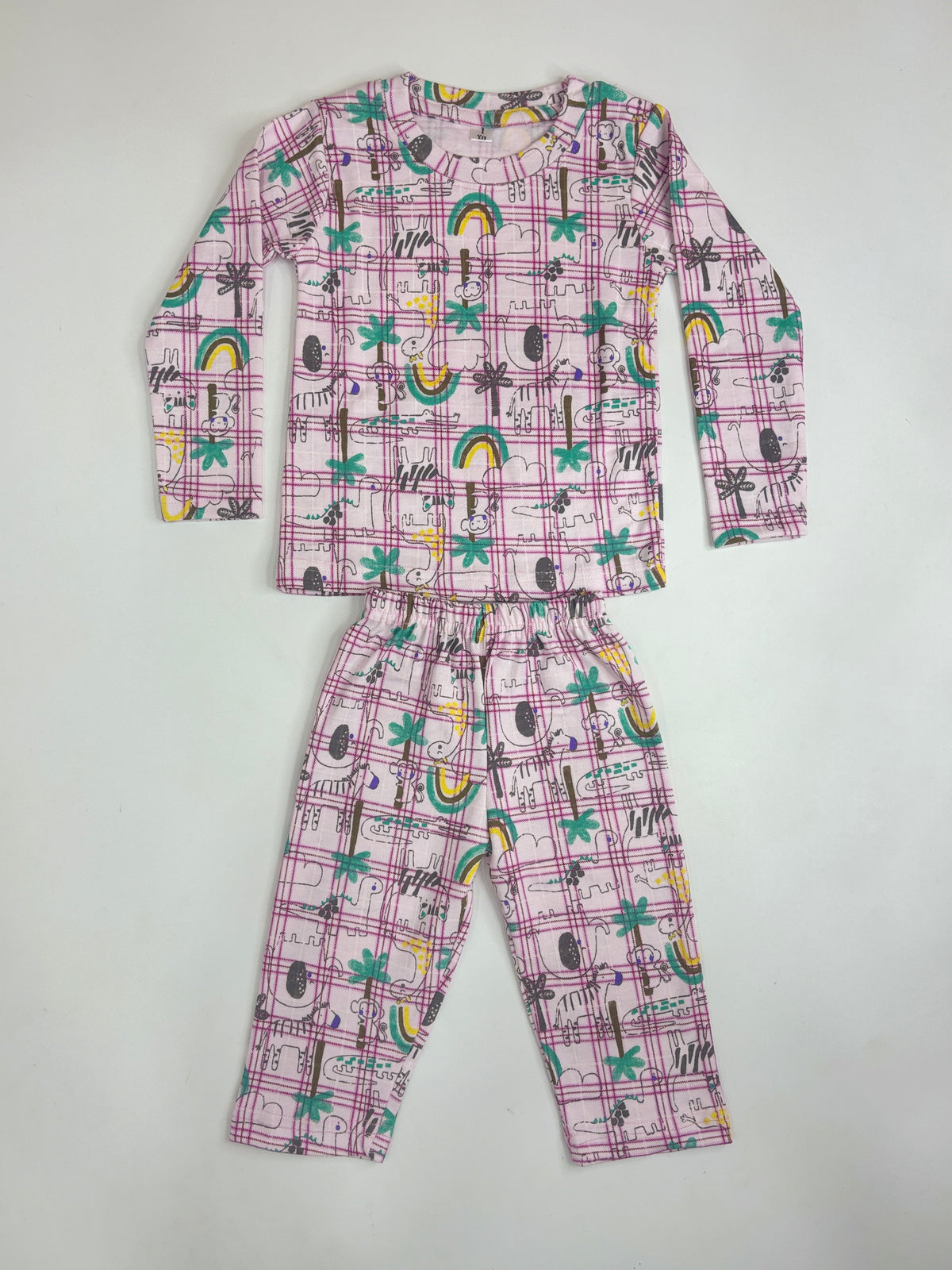 Pastel Pink Rainbow Doodle Kids Pants Co-ord Set