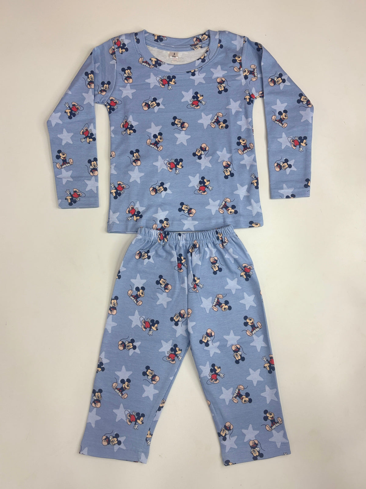 Powder Blue Mickey Mouse Star Kids Pants Co-ord Set