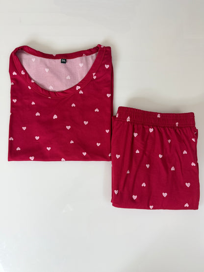 Red Heart Printed T-Shirt and Palazzo Set