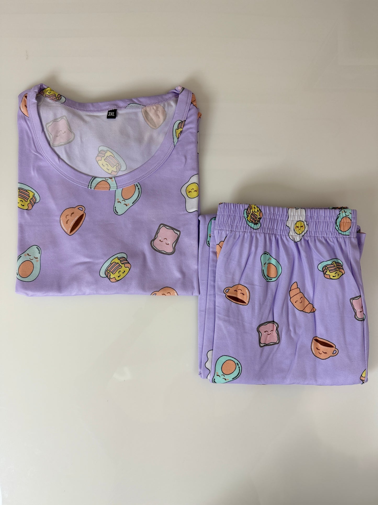 Lavender Breakfast Print T-Shirt and Palazzo Set