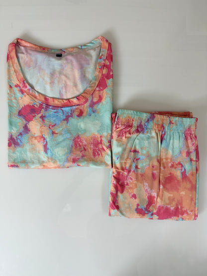 Pastel Tie-Dye Printed T-Shirt and Palazzo Set