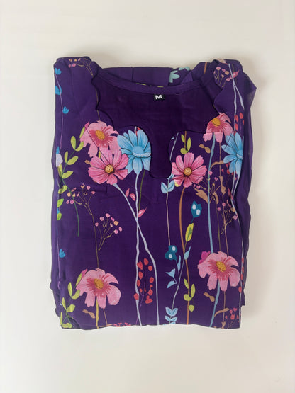 Royal Purple Floral Georgette Non-Feeding Maxi