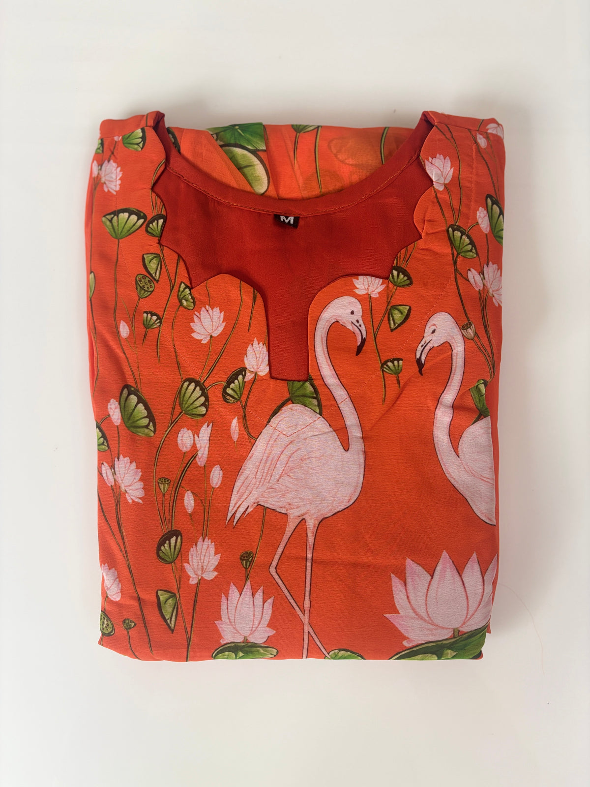 Orange Flamingo Floral Georgette Non-Feeding Maxi