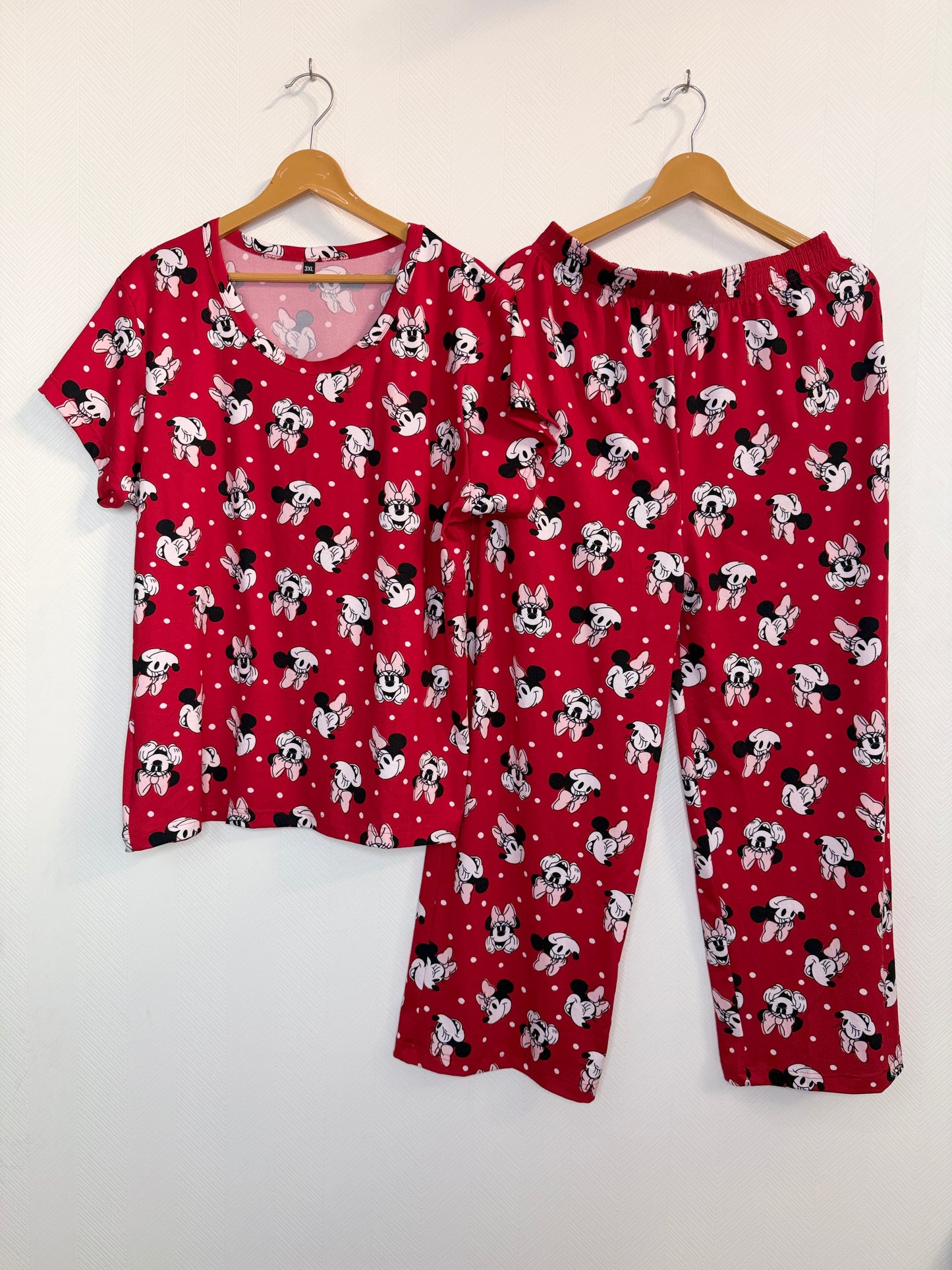 Red Minnie Polka Printed T-Shirt and Palazzo Set