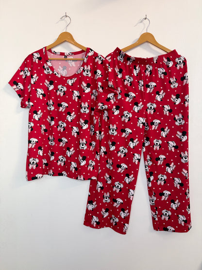 Red Minnie Polka Printed T-Shirt and Palazzo Set