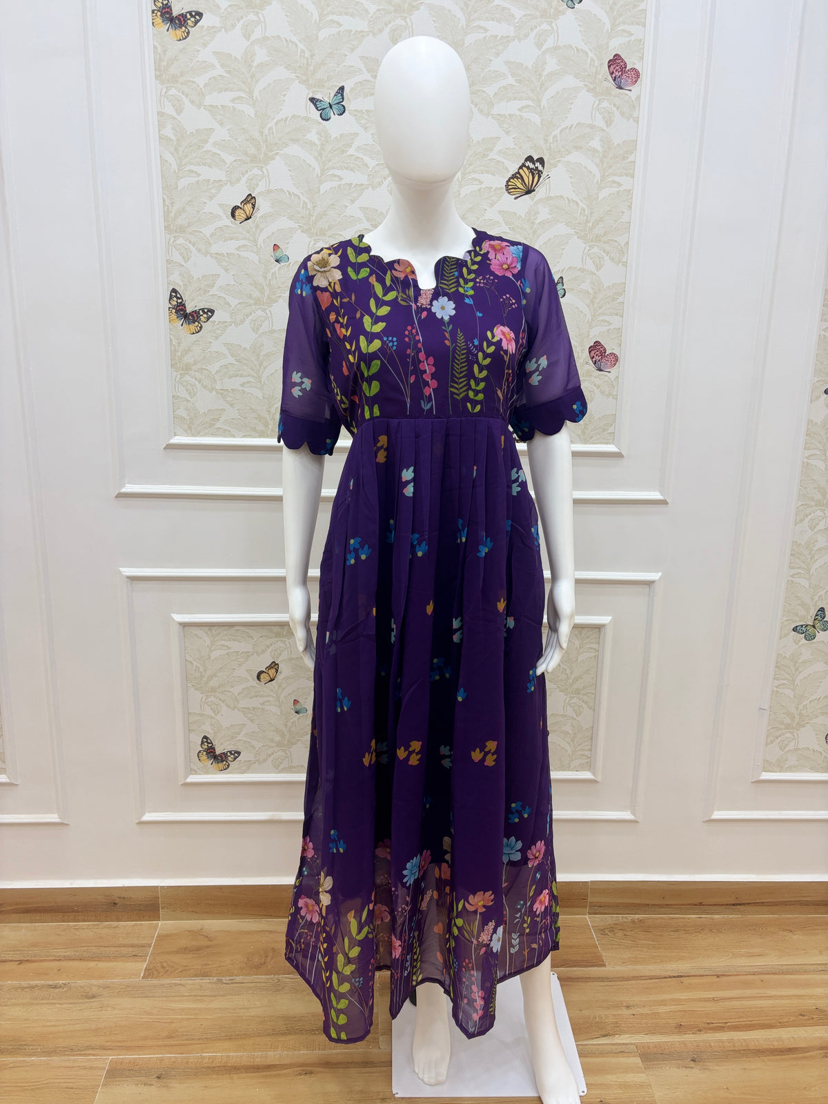 Royal Purple Floral Georgette Non-Feeding Maxi