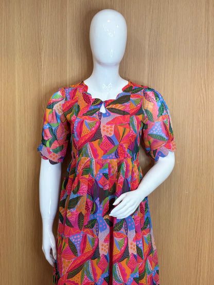 Mixed-Colors Artistic Style Printed Georgette Outdoor Feeding Maxi