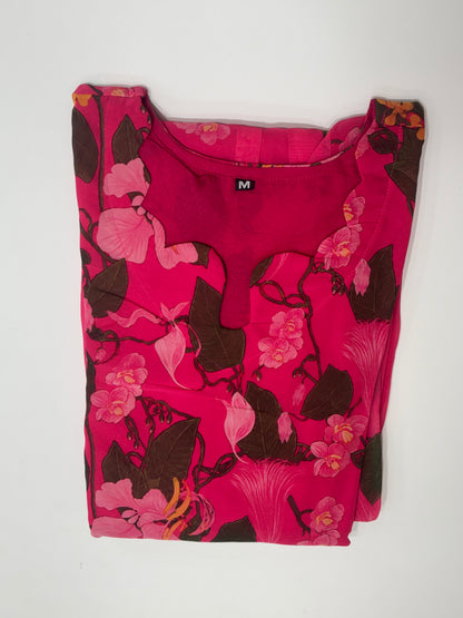 Rani Pink Floral Georgette Non-Feeding Maxi