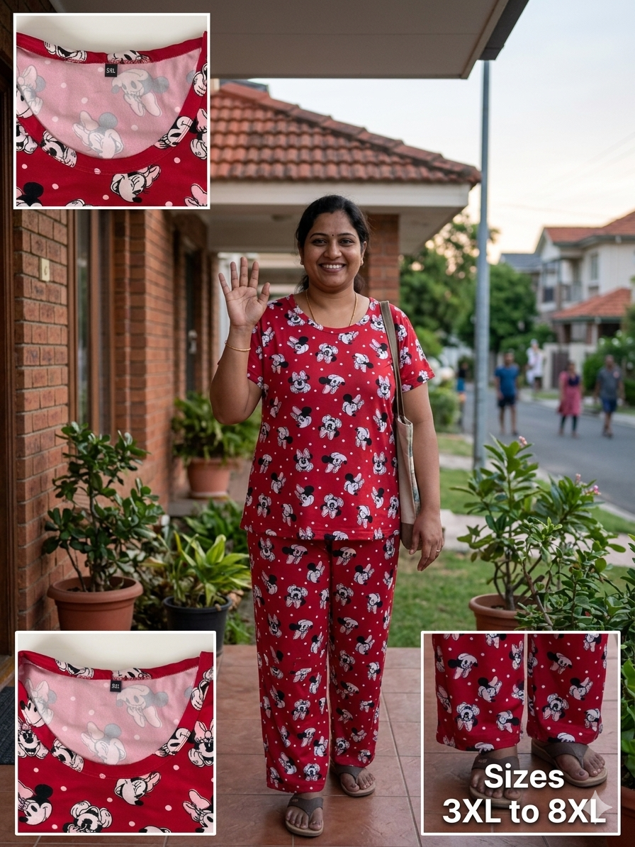 Red Minnie Polka Printed T-Shirt and Palazzo Set