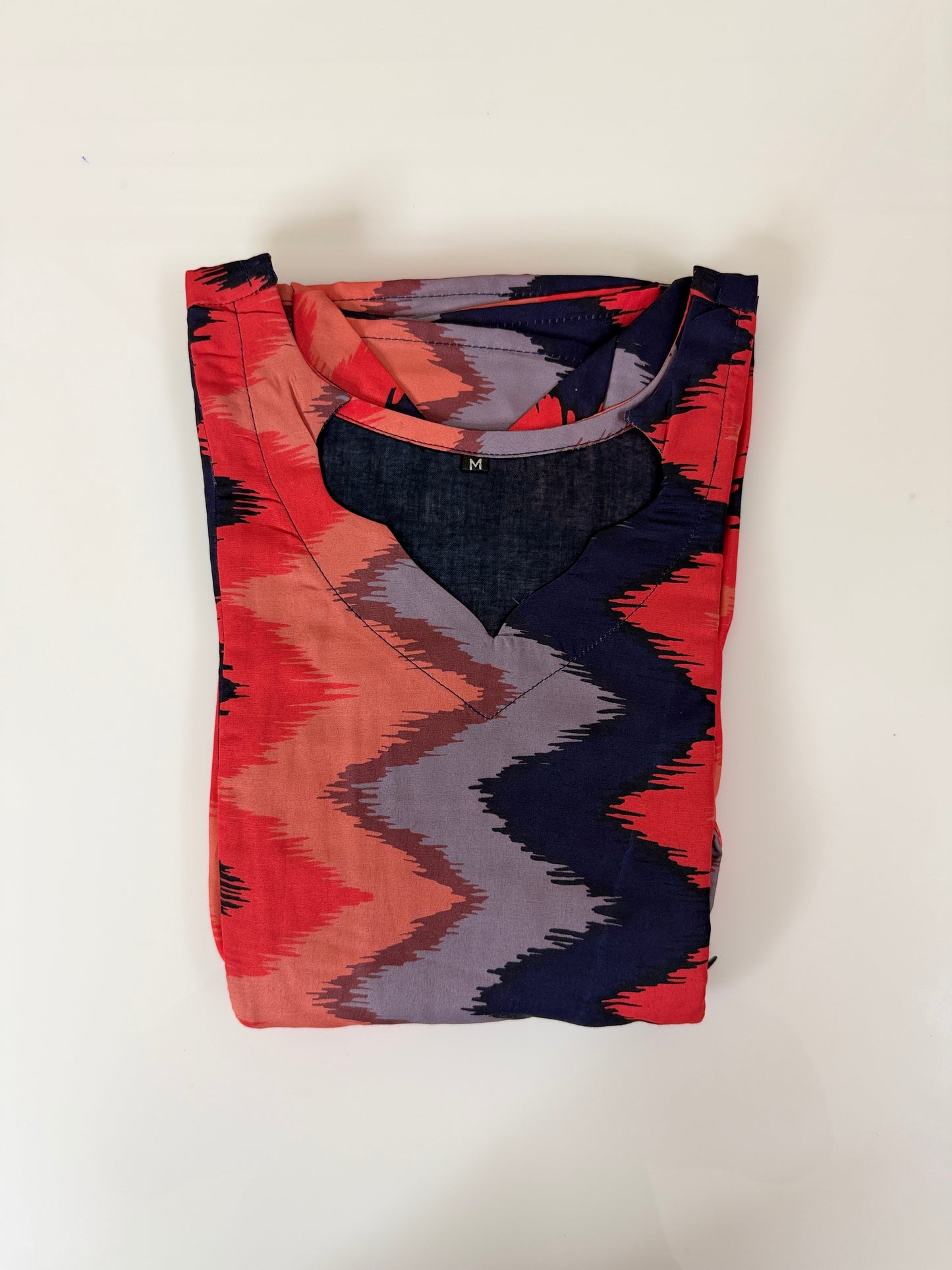 Coral Navy Purple Zigzag Printed Blended Cotton Feeding Maxi
