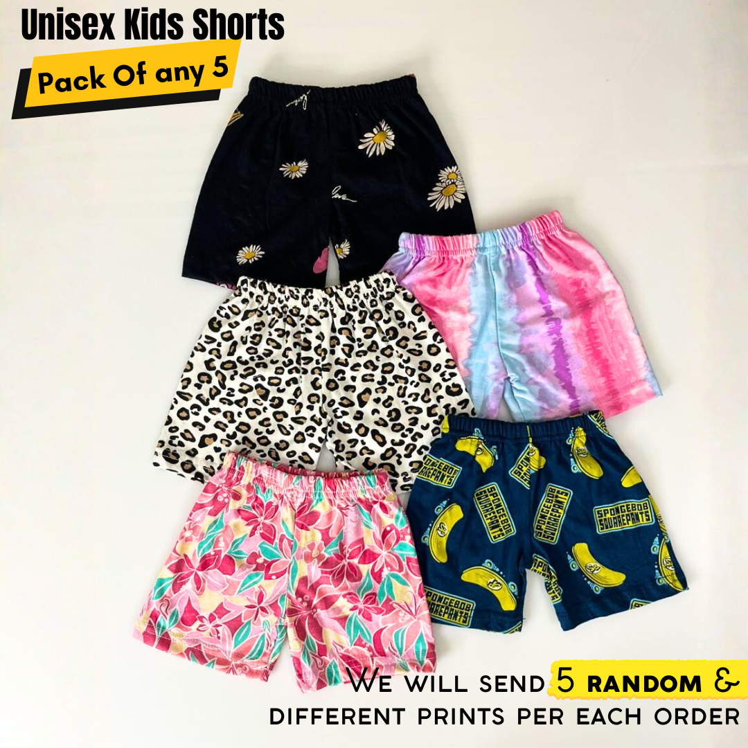 Multicolor Printed Kids Shorts Pack of 5