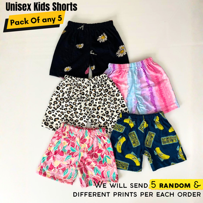 Multicolor Printed Kids Shorts Pack of 5