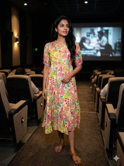 Floral Yellow Cotton Maxi