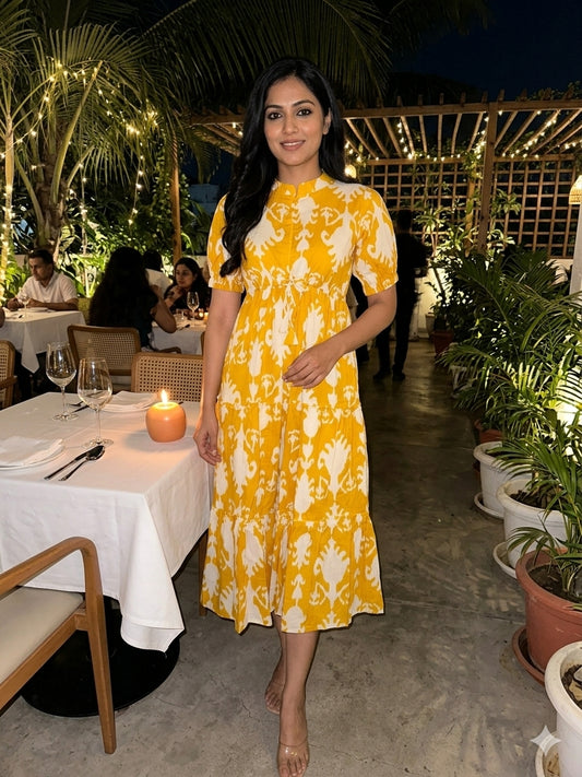 Abstract Yellow Cotton Maxi