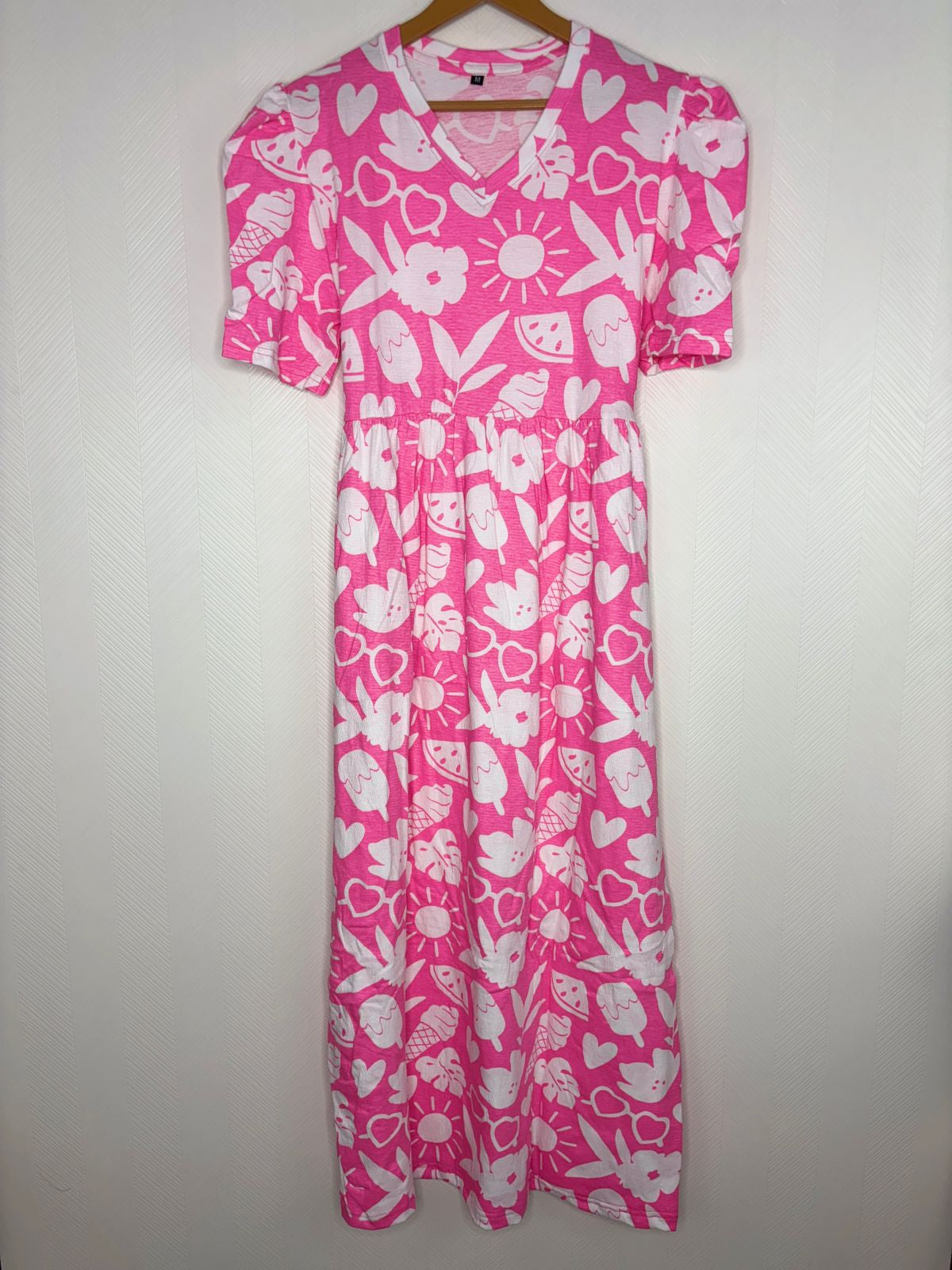 Pink Summer Icons Print Crush Frock