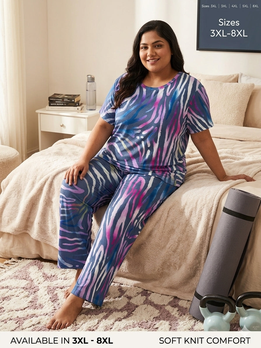 Blue Zebra Print T-Shirt and Palazzo