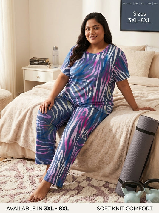 Blue Zebra Print T-Shirt and Palazzo