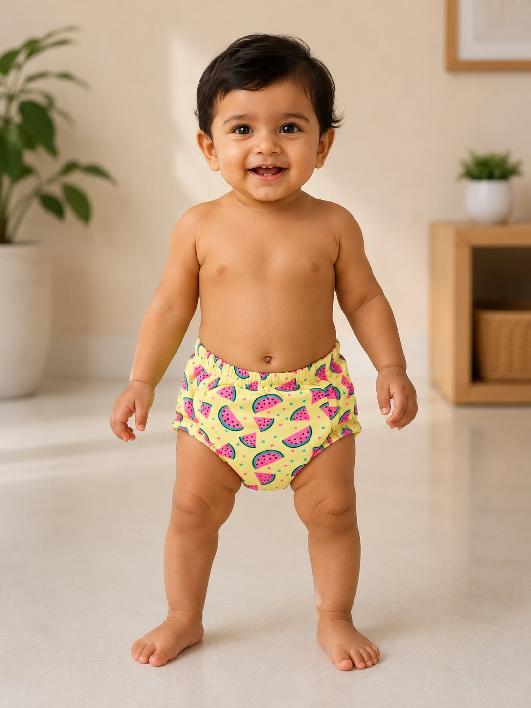 Yellow with Watermelon Printed Kids Padded Underwear