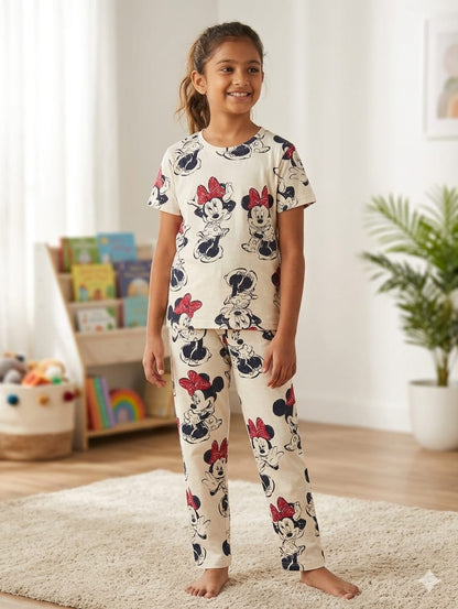 Kids Ivory Minnie Mouse T-Shirt & Pants Set