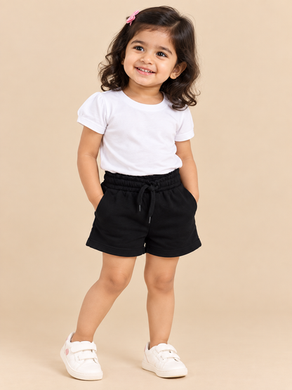 Black Cotton Kids Shorts