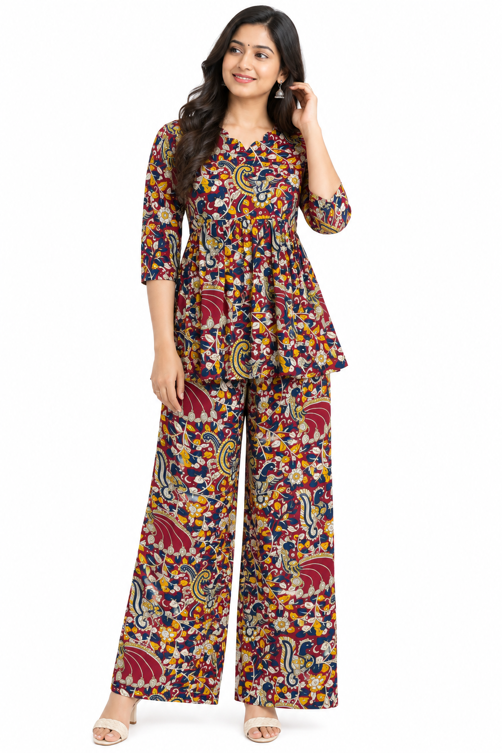 Multicolor Kalamkari Peplum Co-ord Set
