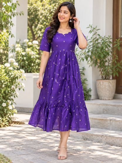 Violet Charm Printed Frock Budget Friendly Frock