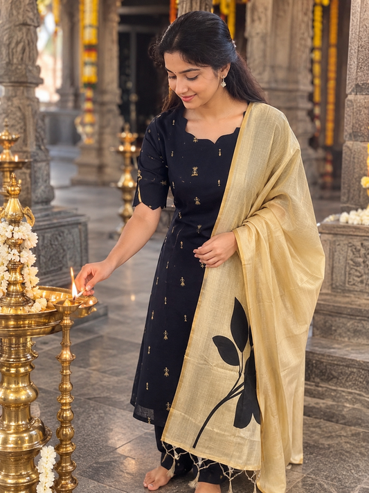 Raw silk set  With Assam silk dupatta 3 Piece Suit