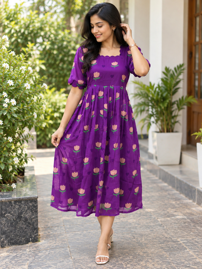 Royal Bloom Georgette Non-Feeding Maxi Dress