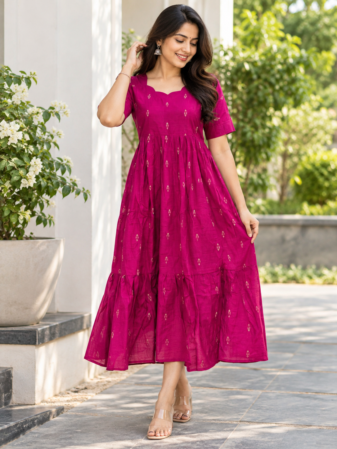 Budget-Friendly Rani Pink Printed Frock