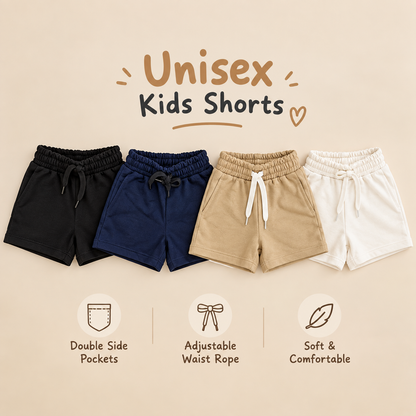 White Color Solid Kids Shorts