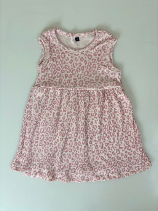 White Sleeveless Frocks with Pink Curcle Design