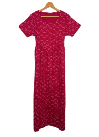 Pink Heart Print Lounge Frock